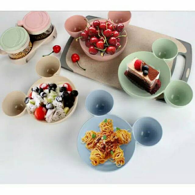 BM-010 Mangkok Piring Makan Snack Anak Lucu Motif Mickey Minnie / Fun Dish Fruit Bowl Plate