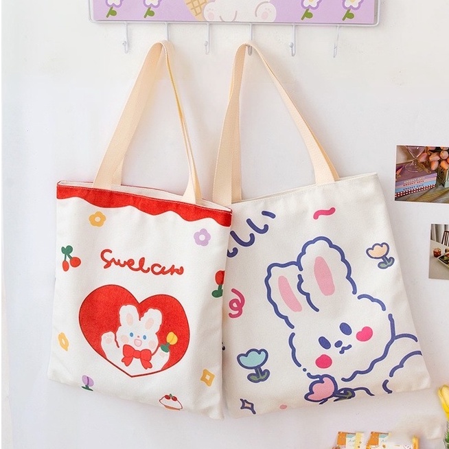 NAOMI - Tote Bag Import Kimiko printing 2 sisi - Tote Bag Canvas Tebal - tas naomi