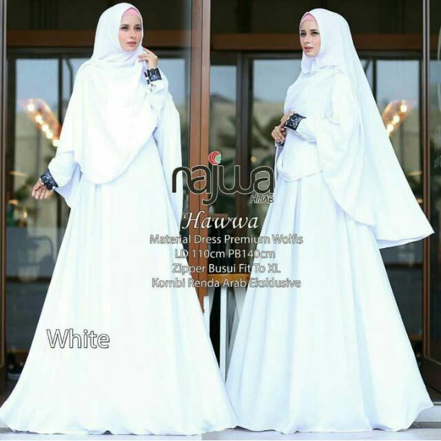 GAMIS PUTIH / GAMIS SYARI PUTIH / SET GAMIS