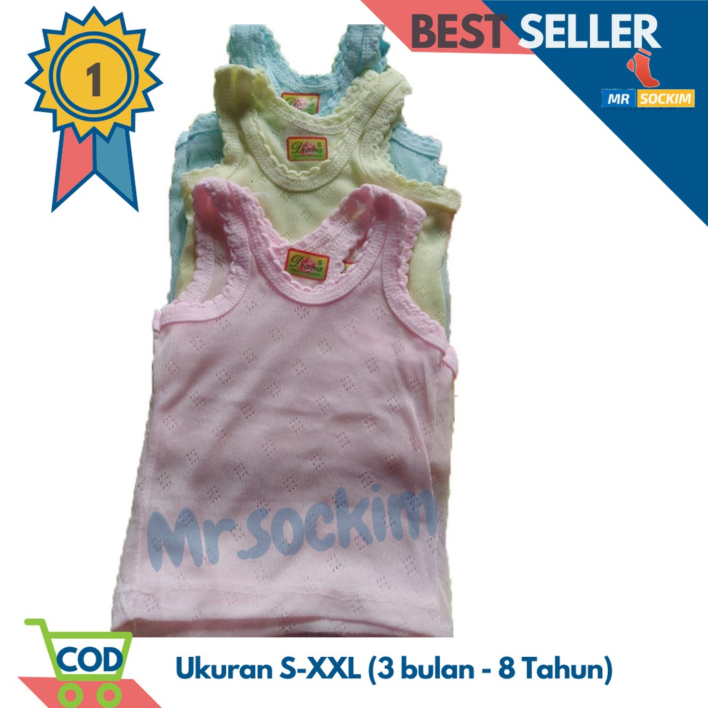 Kaos Dalam Anak Perempuan dan Laki laki warna 1 tahun sampai 8 tahun Diana Jojo Win win 6 Pcs