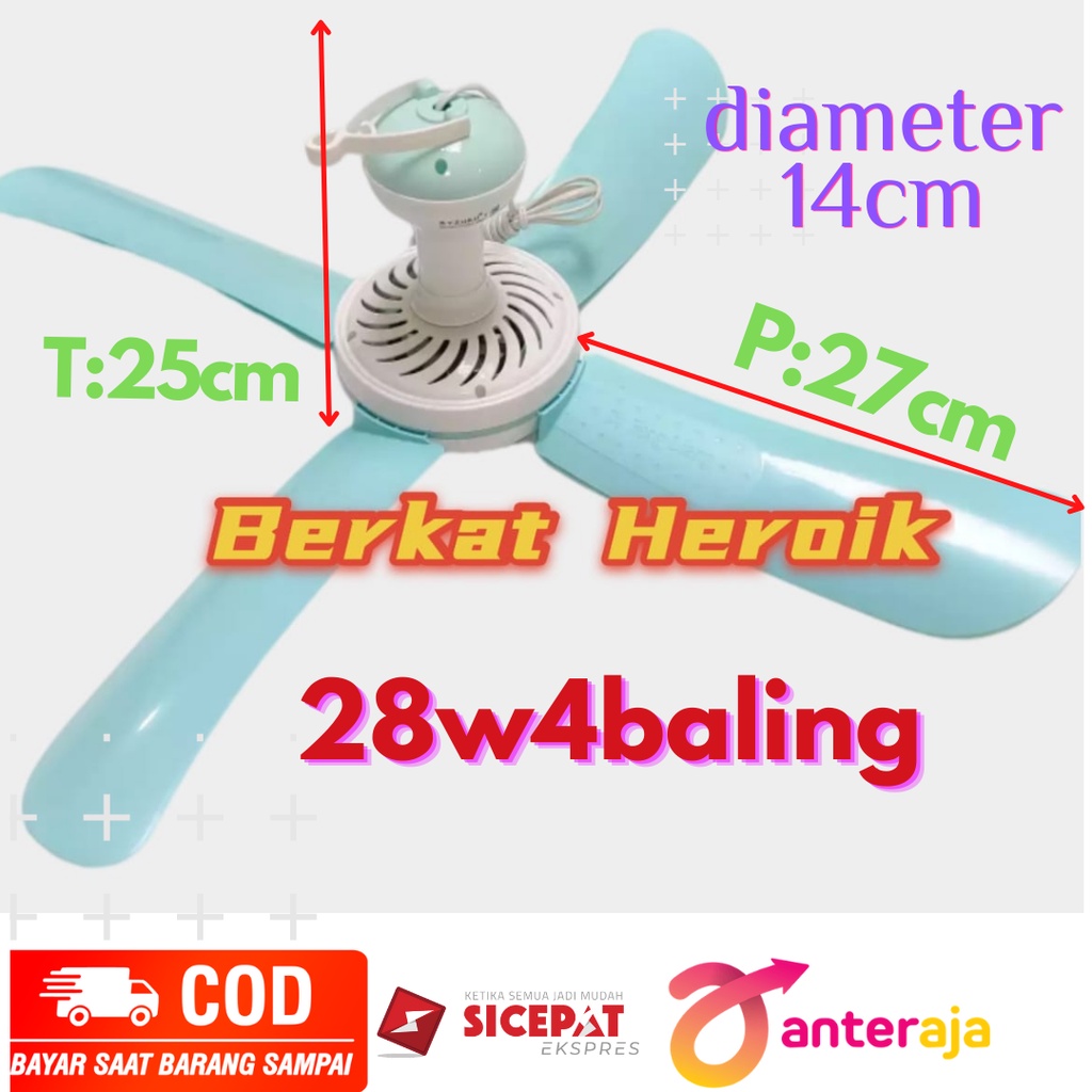 Kipas  Angin  Gantung Helifan 4 baling12 W /22W /28W/