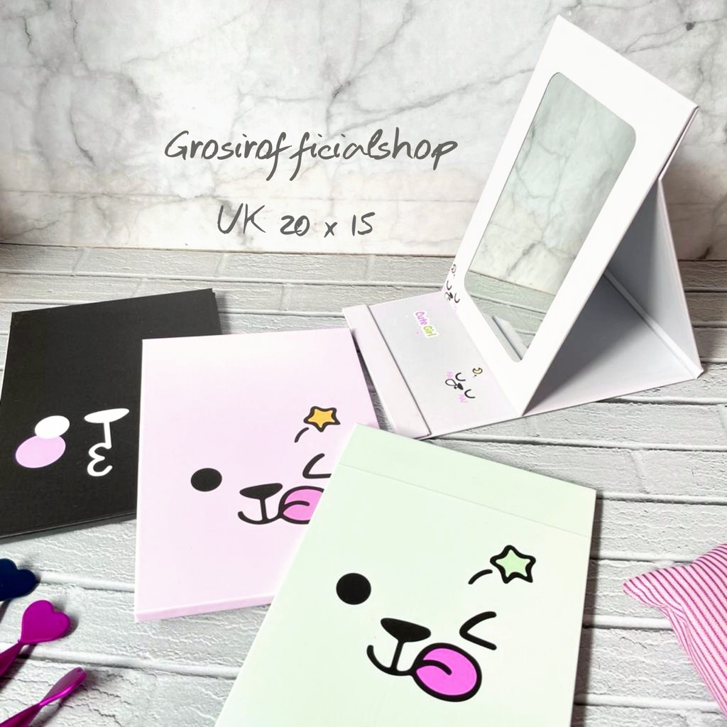 Kaca Cermin Rias Model buku Uk 20 x 15 / Cermin Lipat / Cermin Cover Lucu-KACA M. EMO 20 X 15