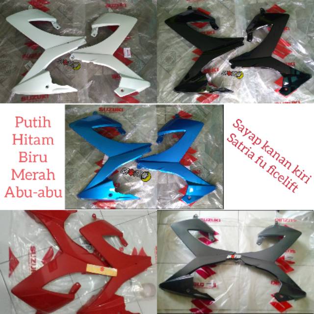 Legshield Sayap fairing set suzuki satria fu ficelift facelift biru hitam putih merah abu abu ori
