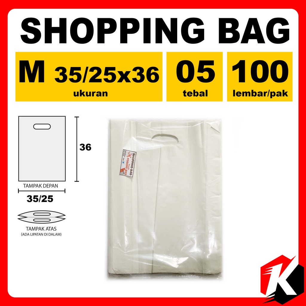 

Kantong belanja shopping bag lipat putih SEDANG MEDIUM isi 100 lembar