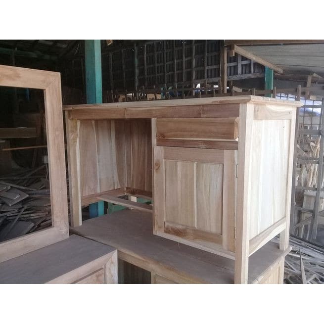 Meja Kantor Mentah Kayu Jati Mebel Jepara Terbaru