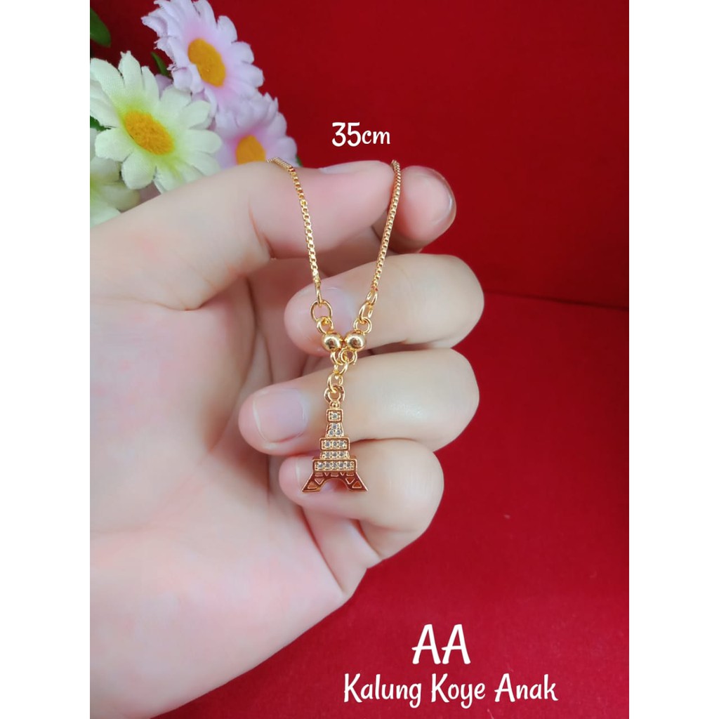 Kalung Anak Menara Eiffel Lapis Emas 24k Asli