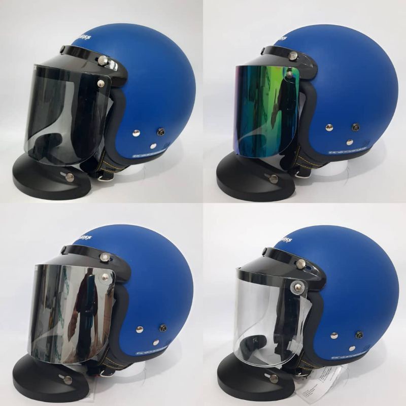 Helm Cargloss Retro Biru Doff