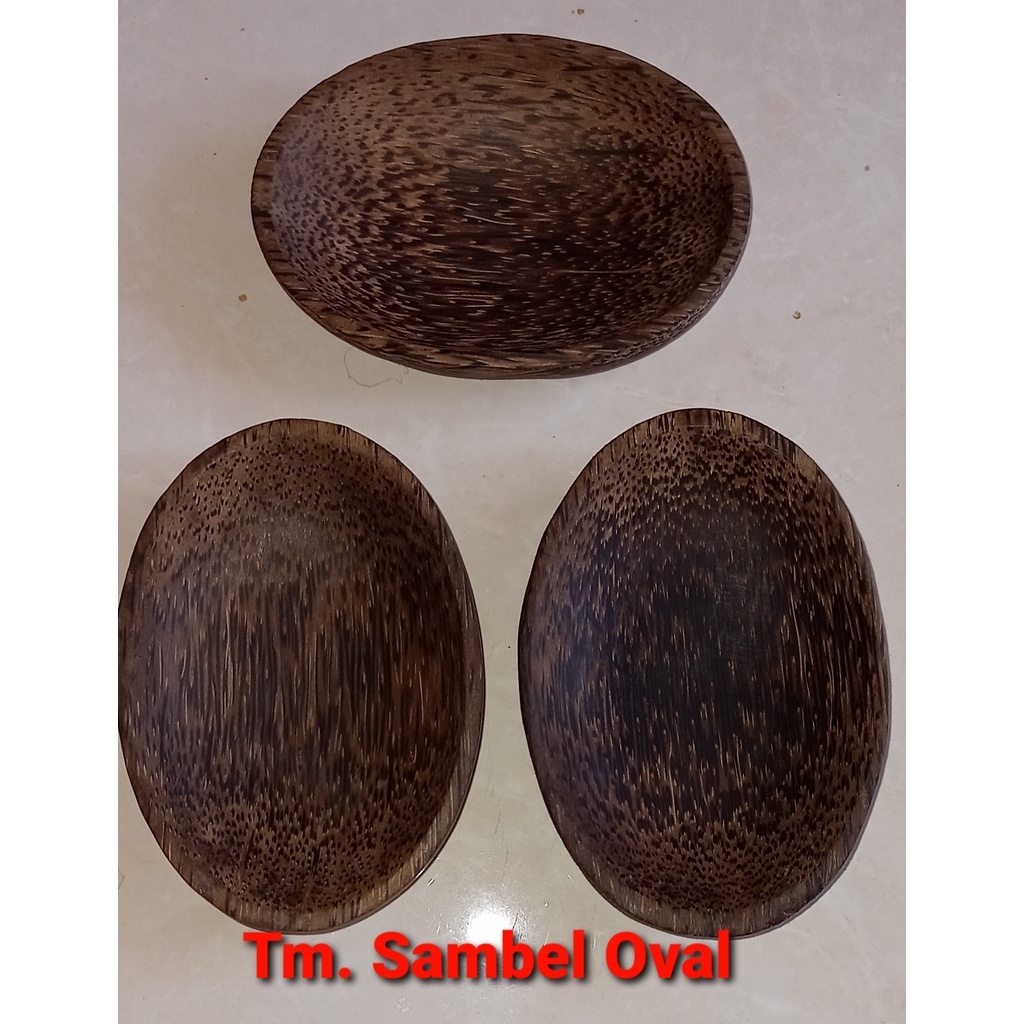 Murah Tempat Sqmbel Oval Kayu Aren isi  3 biji