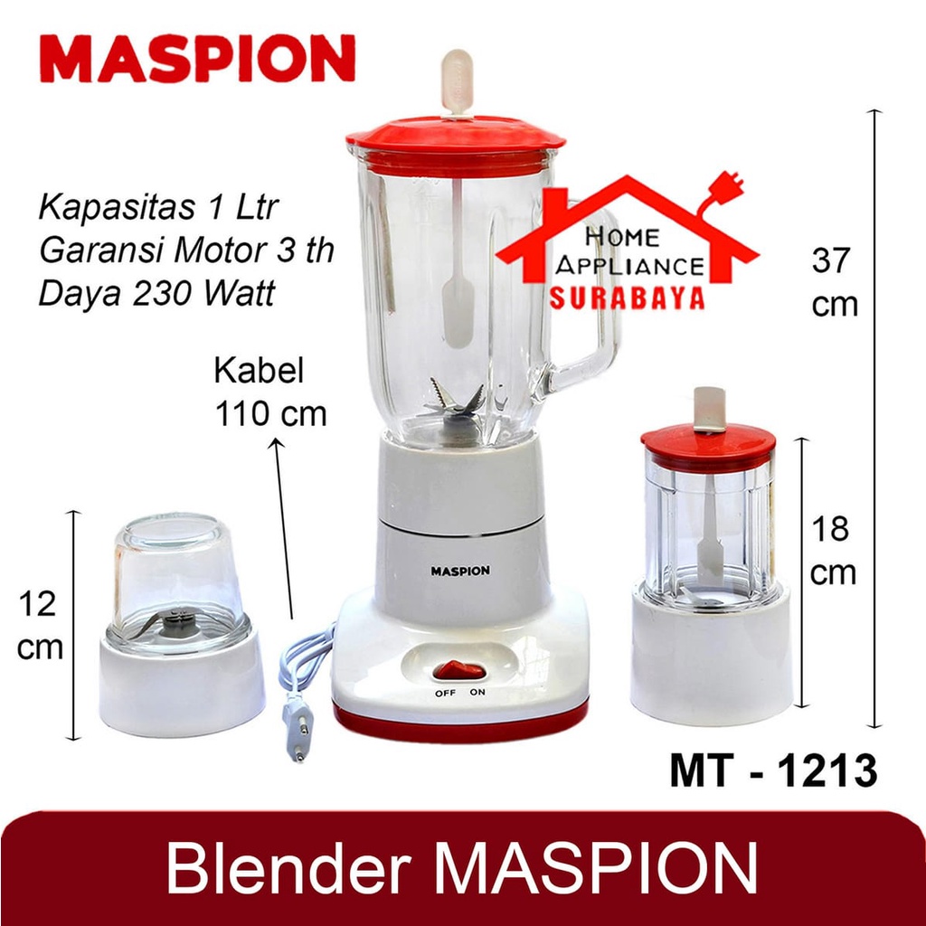 Blender Maspion Kaca Kapasitas 1 Liter MT-1213 / MT 1213