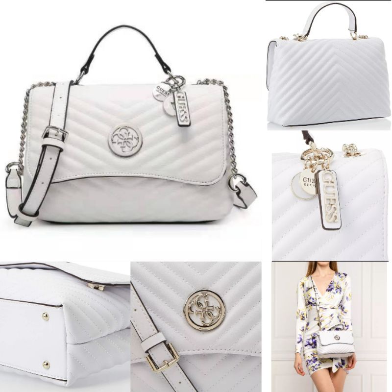 GUESS BLAKELY CEVRON TOP HANDLE FLAP BAG