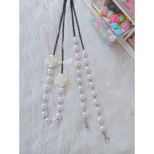 strap masker 2in1 rantai mawar resin mawar/konektor masker