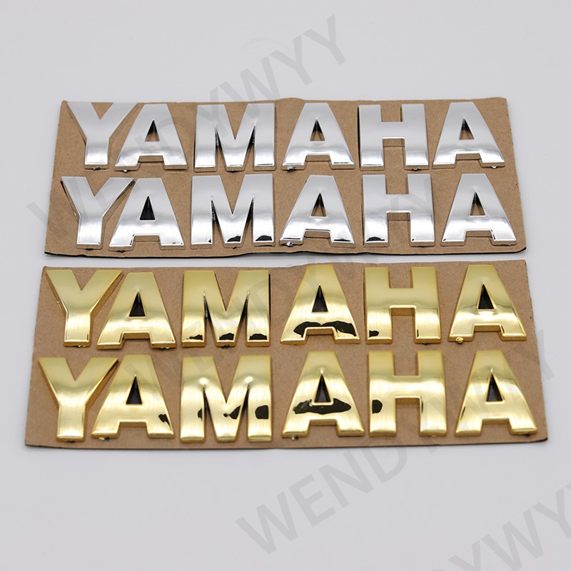 1 Pasang Stiker Emblem Logo YAMAHA 3D Warna Silver / Gold Ukuran 17.5x3.2cm Untuk Motor