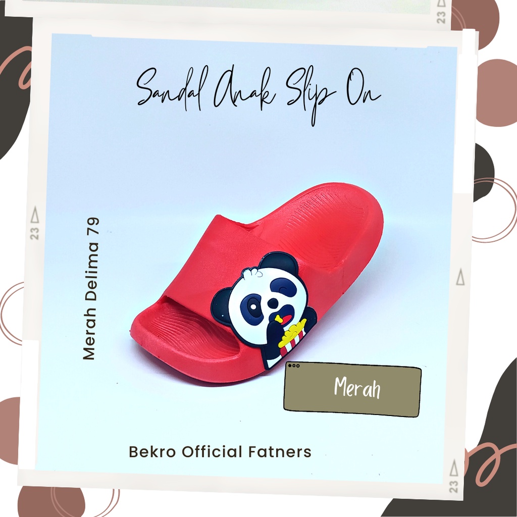 MD 79 - Sandal Import Viral Anak Laki Perempuan Model Panda Bambu / Sandal Import Model Baru