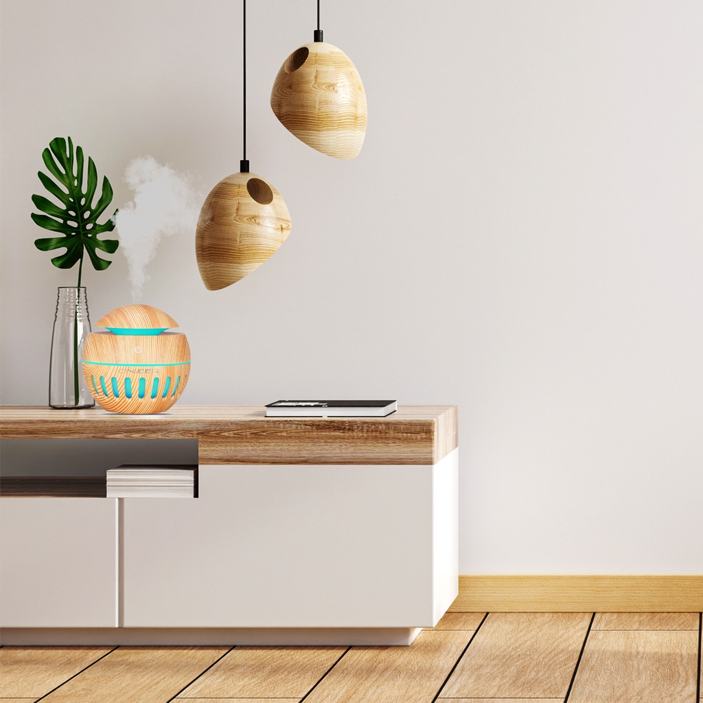 CINSEER humidifier air 130ml aromaterapi diffuser model bulat kecil garis no remote (tidak free oil)-5