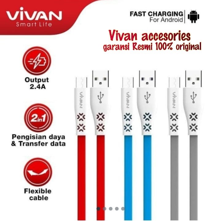 Cable kabel wired cabel Vivan CTM100 CTM-100 CTM 100 1M Flat Micro USB Mini Tube Data Cable for Android