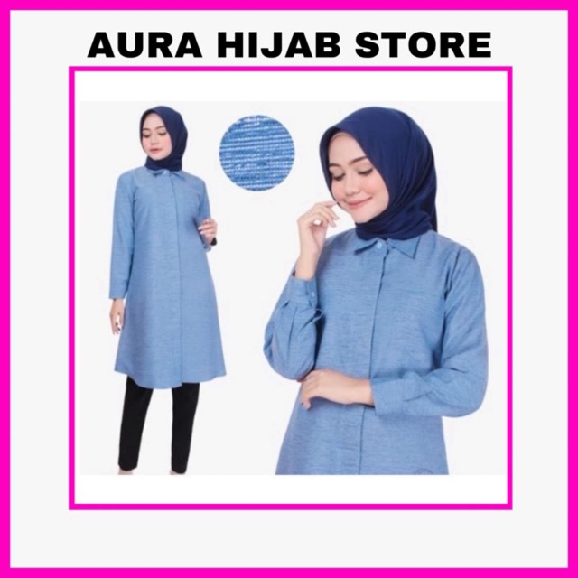 Tunik Wanita Muslim Omira Tunik Bahan Katun Lengan Panjang