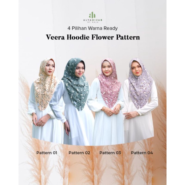 Veera Hoodie Polos dan Veera Hoodie Flower Pattern by Alya Hijab