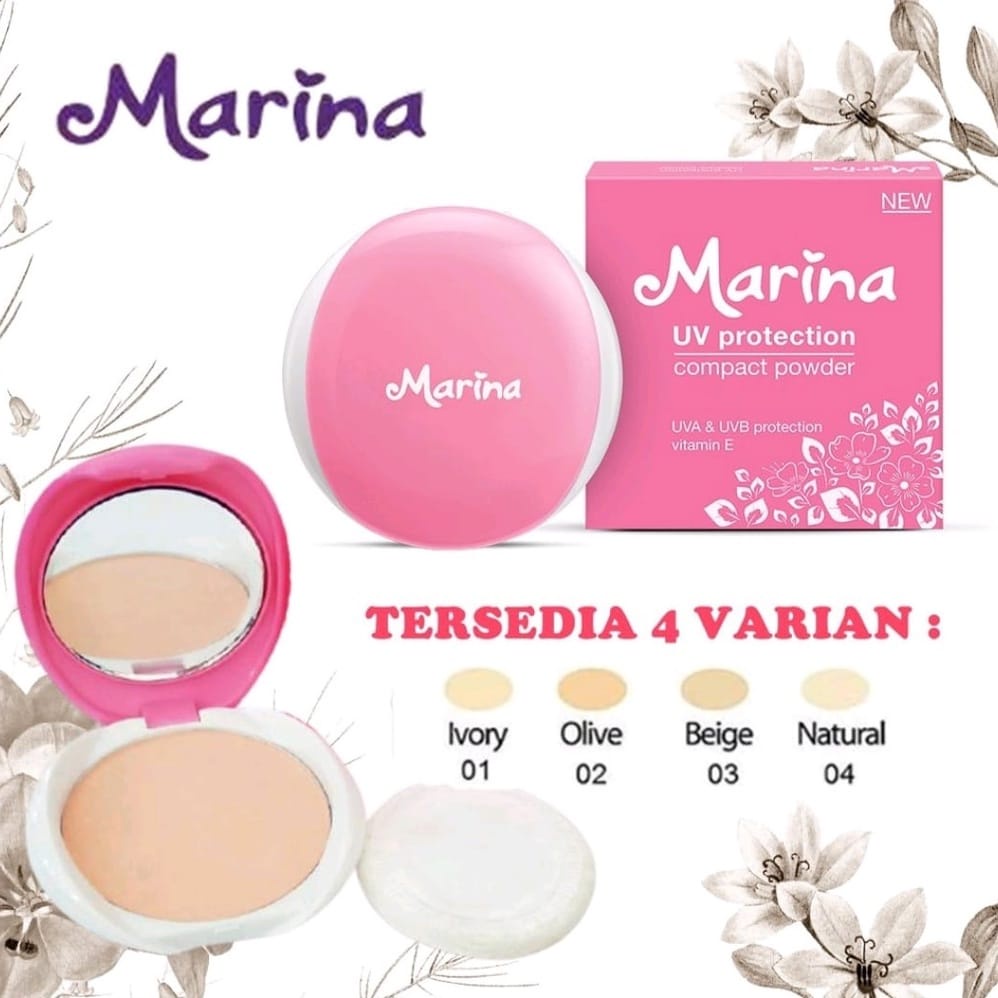 `ღ´ PHINKL `ღ´ Marina Compact Powder UV Brightening bedak padat anti minyak mencerahkan