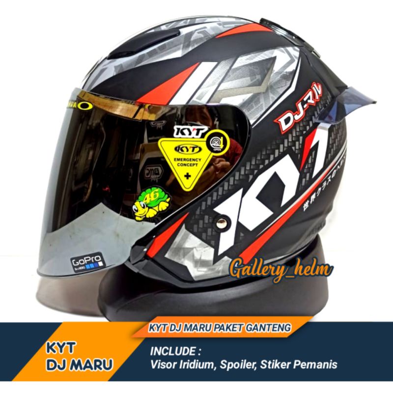 PAKET GANTENG HELM KYT DJ MARU #15 DOFF | INCLUDE VISOR IRIDIUM, SPOILER, STIKER PEMANIS