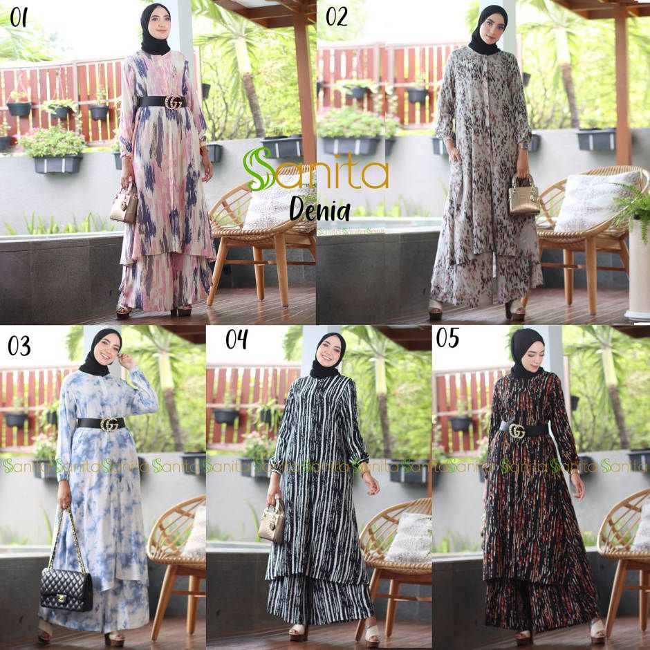 SETELAN DENIA BY SANITA/gamis dewasa/pakaian wanita/baju muslim/setelan/syari/hijab/tunik kulot