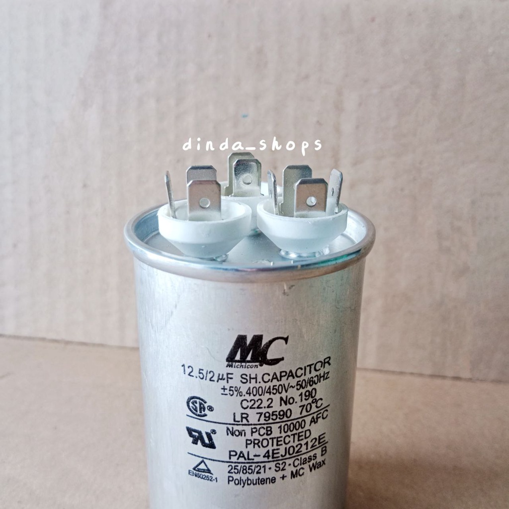 KAPASITOR AC / CAPACITOR AC MERK MC LG 3 KAKI 12,5/2 uF (12,5/2 MIKRO)