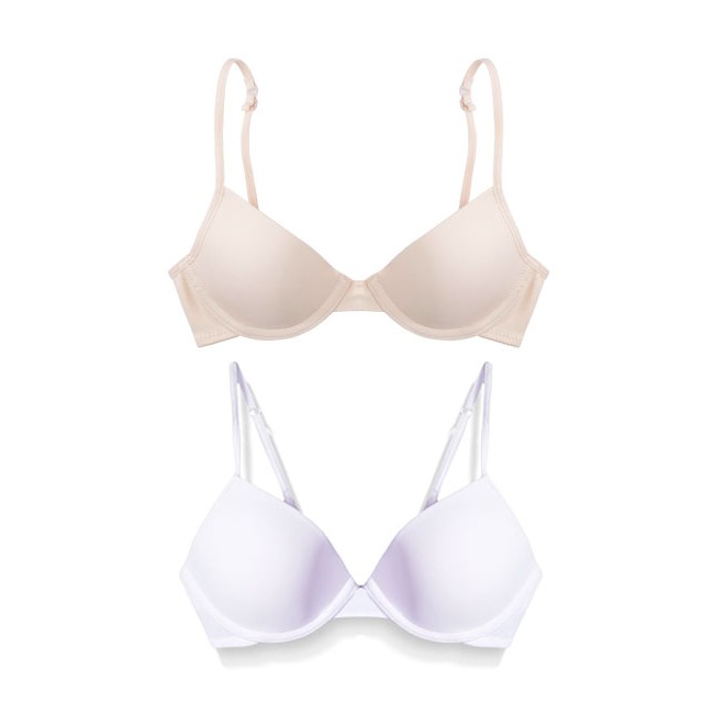 Bra T-Shirt Hanes 2 Pack Nude White