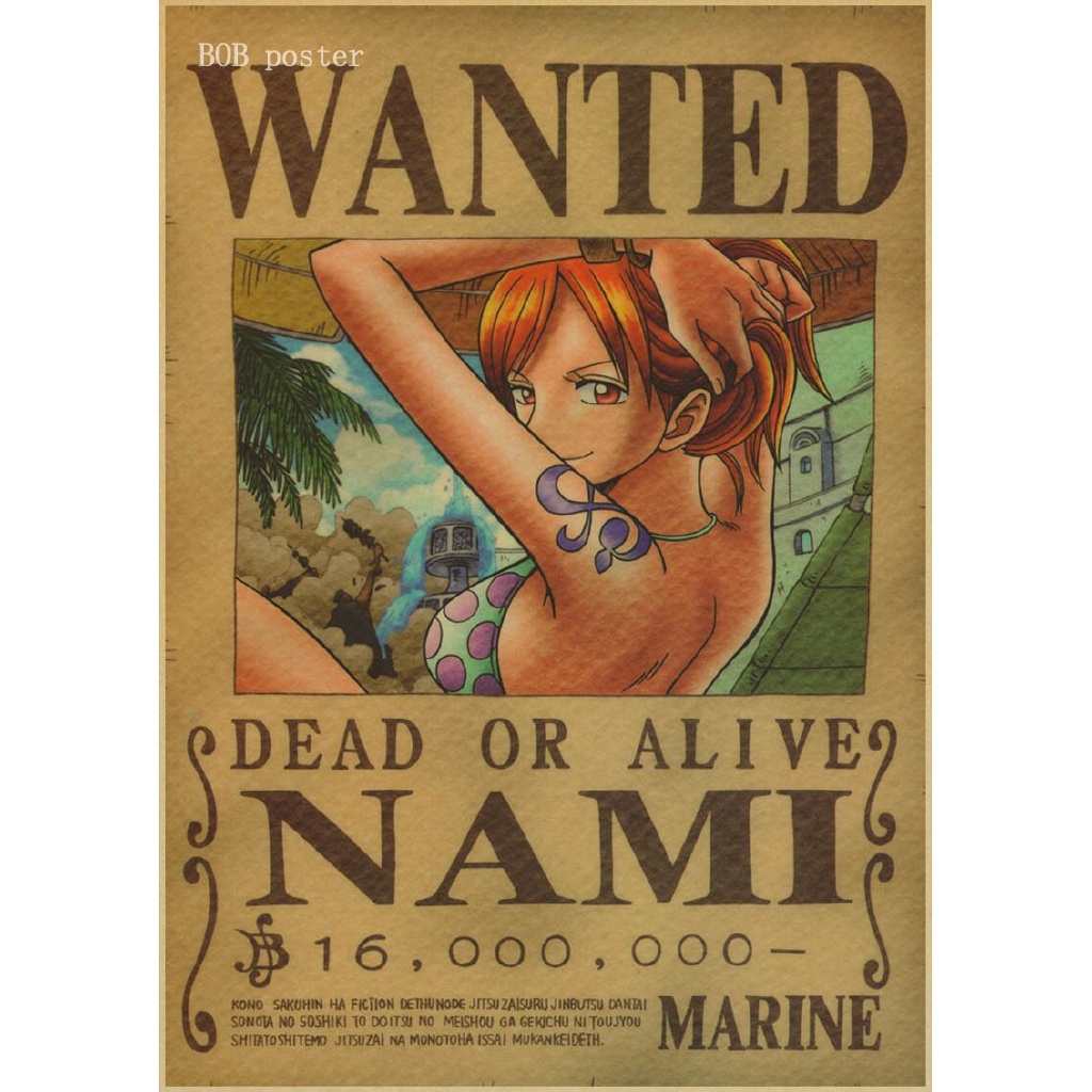 Poster Stiker Dinding Desain Anime One Piece Wanted Order Gaya Retro Klasik Untuk Dekorasi Bar Cafe