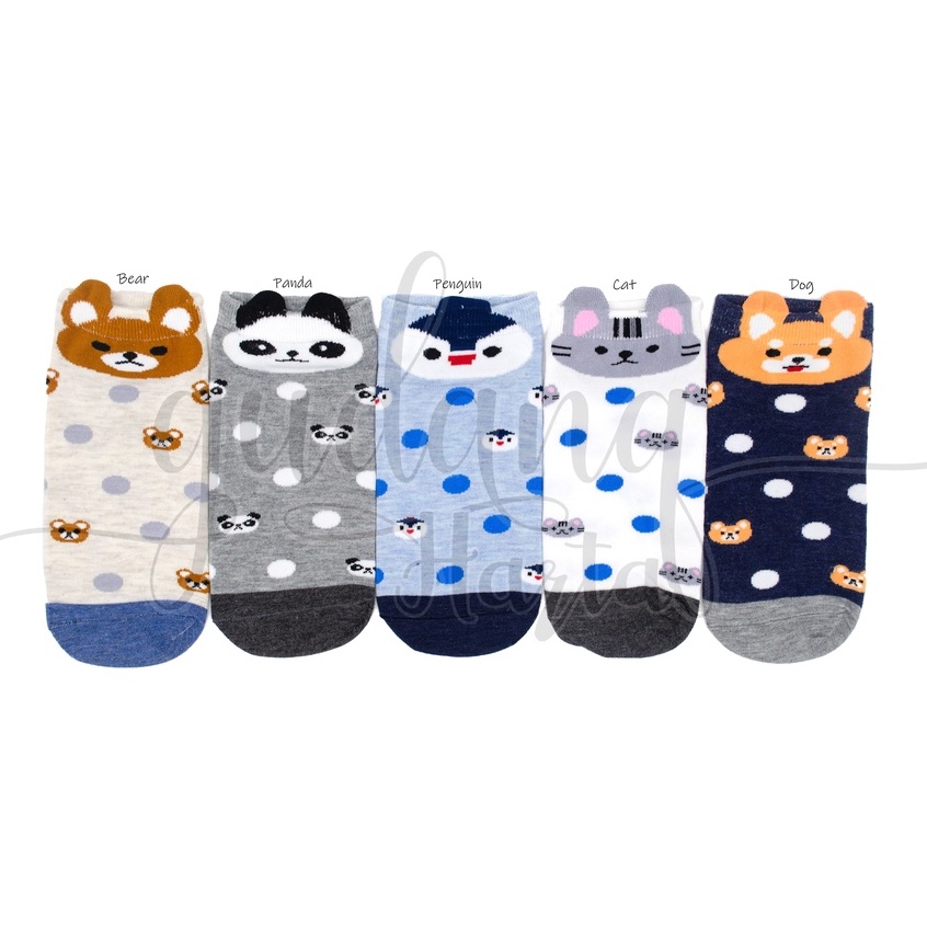 Kaos Kaki Pendek Wanita Hewan Polkadot Socks Panda Bear Cat GH 103171