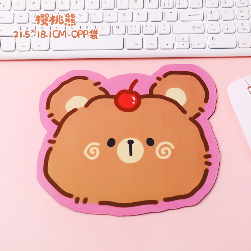 Gaya Girly Warna-Warni Lucu Motif Kartun Beruang Kodok Karet Tahan Air Non-slip Siswa Mouse Pad Hadiah Untuk Teman