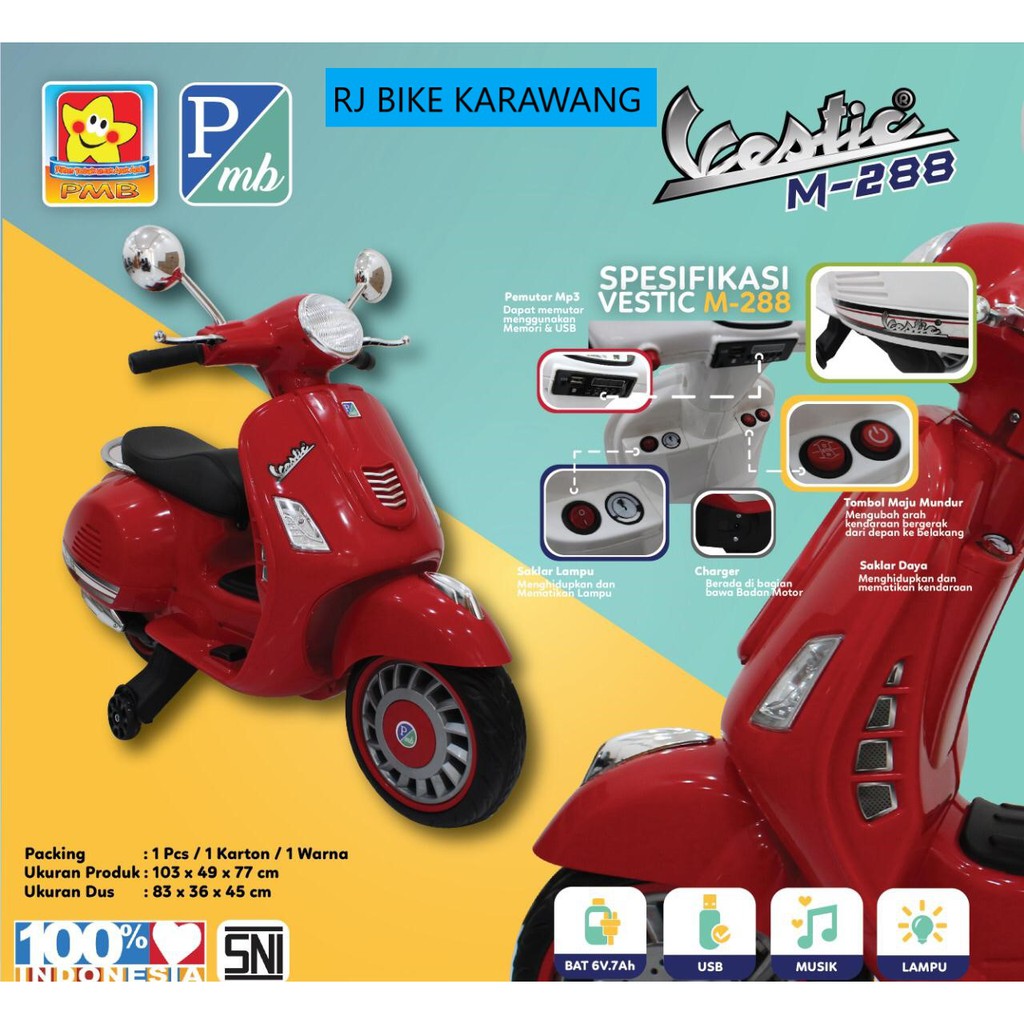 Motor Aki Anak PMB 288 Vestic Vintage Scooter