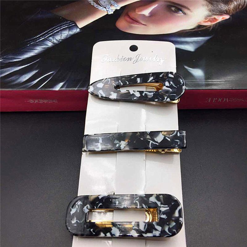 Siy 3pcs / Set Jepit Rambut Kombinasi Bahan Resin Akrilik Untuk Wanita