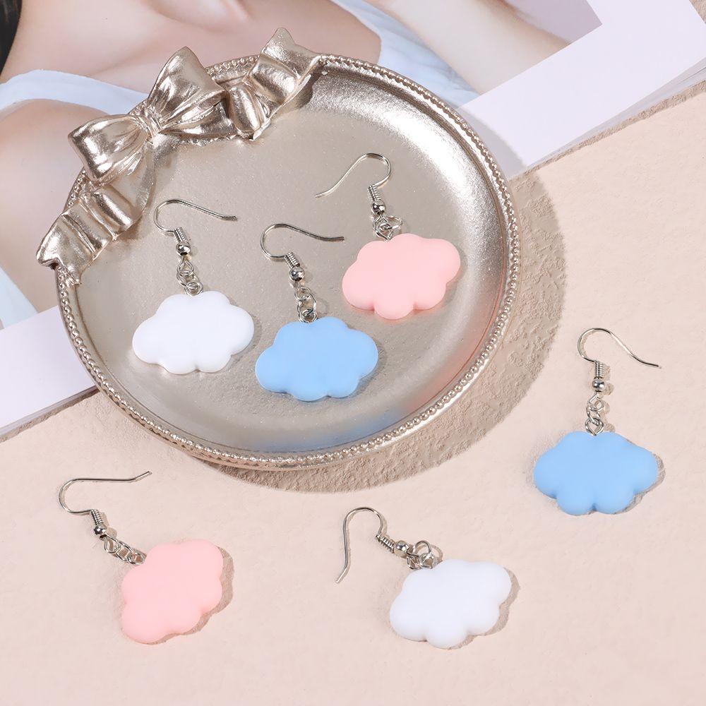 Lily Anting Awan Lucu Hadiah Simulasi Drop Earrings Drop Menjuntai Kartun