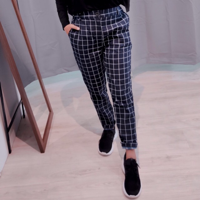 PS1315 Edrea PLAID  BASIC PANTS celana  kotak kotak 