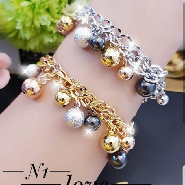 TERMURAH Set Perhiasan Xuping Lapis Emas Gelang 1 Pcs Bola Gold Silver XP0481 Permata Titanium