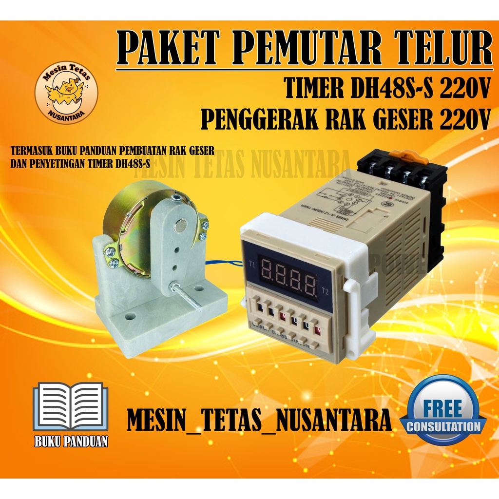 Paket Rak Geser Timer DH Mesin Tetas Telur Full Otomatis DH48S-S
