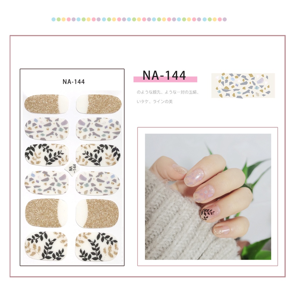 Na141-160Pcs / Lembar Stiker Kuku Palsu 3d Bronzing Untuk Nail Art Diy