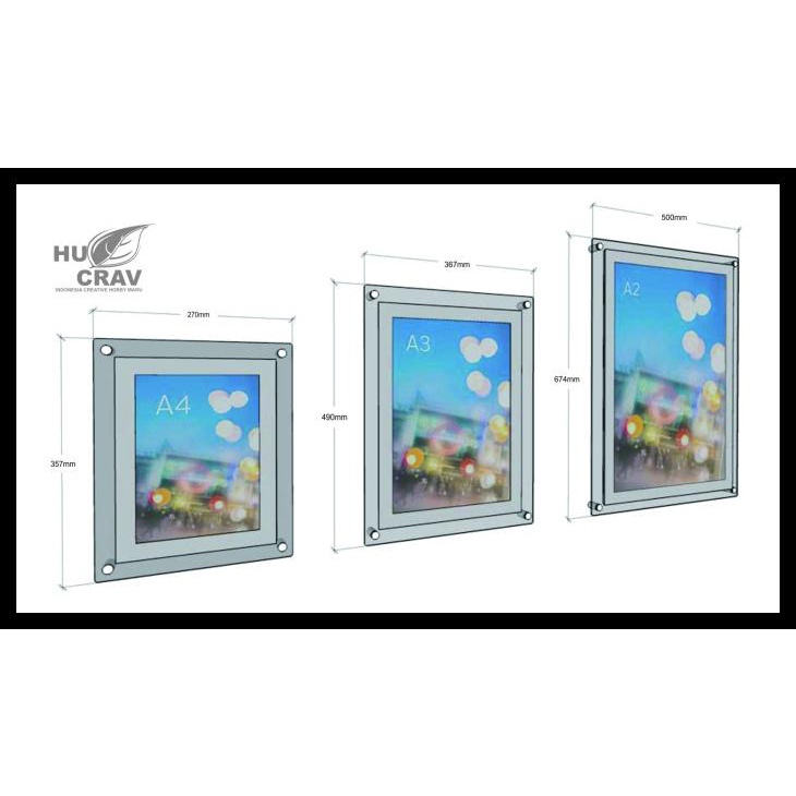 

BEST SELLER !!! A3 MOUNT ACRYLIC DISPLAY FRAME AKRILIK POSTER DINDING 2MM CUSTOM TERLARIS