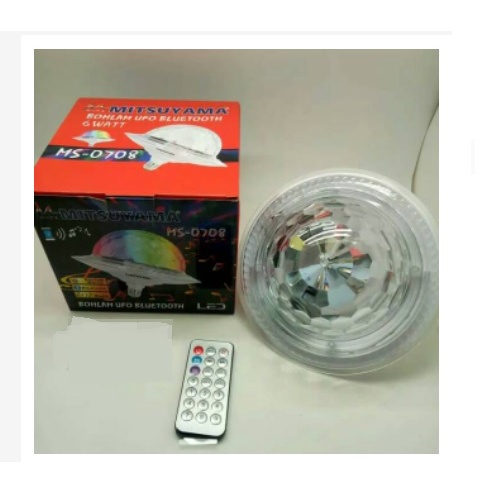 Lampu Disko Speaker Bluetooth UFO mitsuyama MS-0708Mewah Elegan Bohlam Disco RGB Remote Control Wireless Bluetooth (COD)