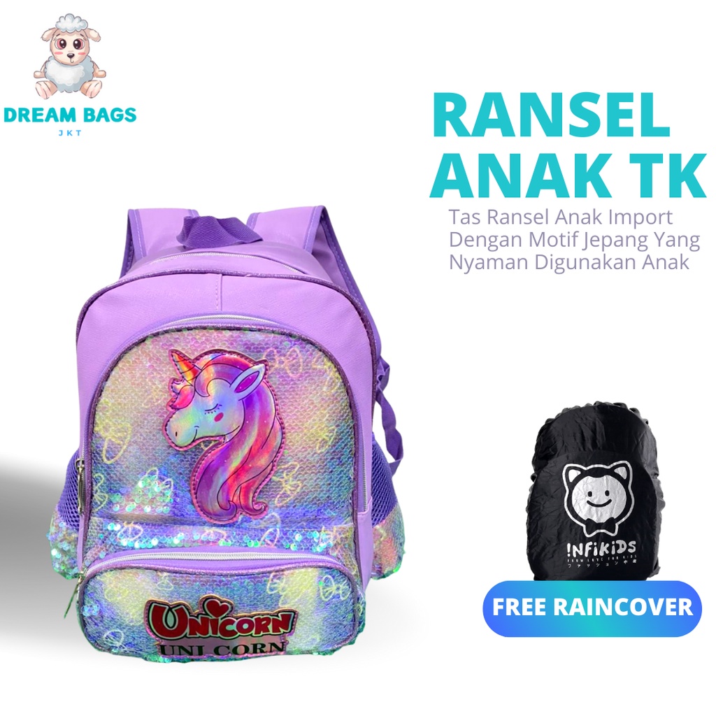 DREAM BAGS Tas Anak TK Perempuan Unicorn DB-15167 Tas Ransel Anak