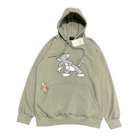 Hoodie Jaket Pria Wanita Tom And Jerry Beige / Tom And Jerry Green Full Tag KATUN