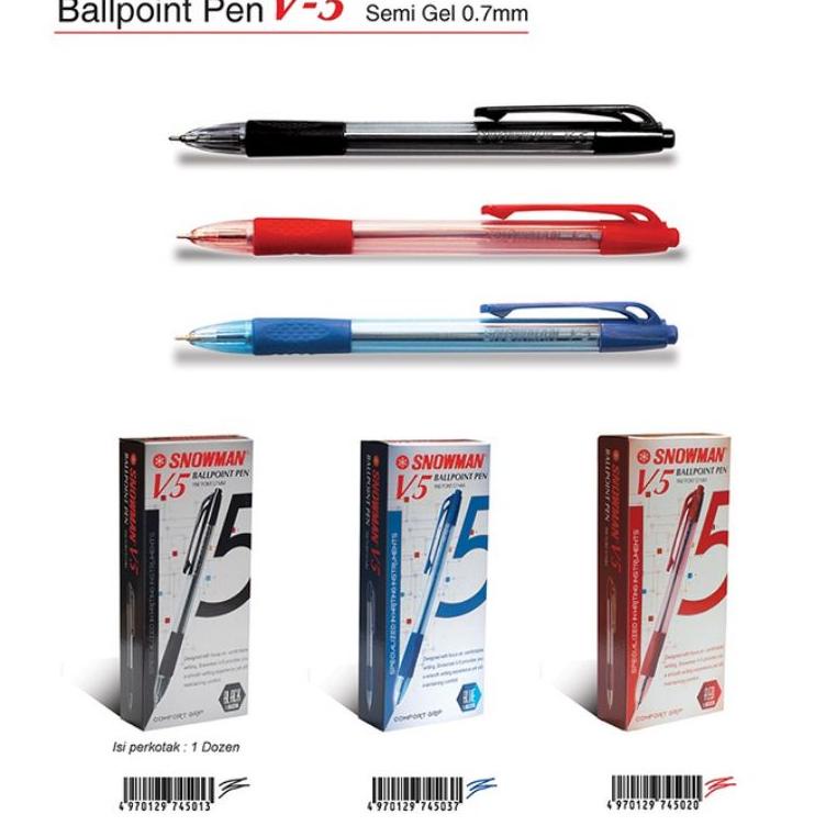 

(Z7U7) ⭐️ Pulpen snowman V-5 ( 12 pcs ) //Produk@trend