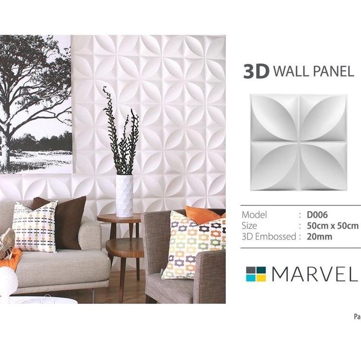 ✺ Wall Foam Panel Dinding 3D Timbul PVC Putih Aneka Corak ♞