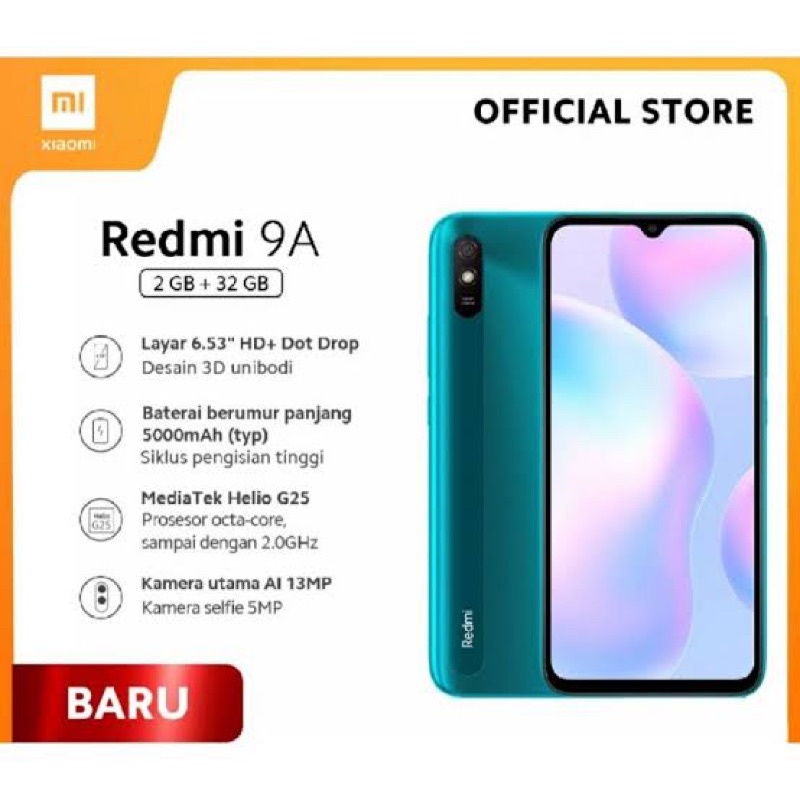 Redmi 9A Ram 2Gb/32GB 9A 3/32 Garansi Resmi