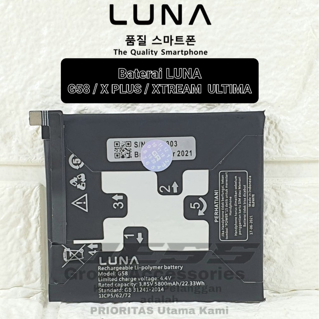 Baterai Original LUNA G58 Battery LUNA X plus Batre Luna Xplus Xtream Ultima