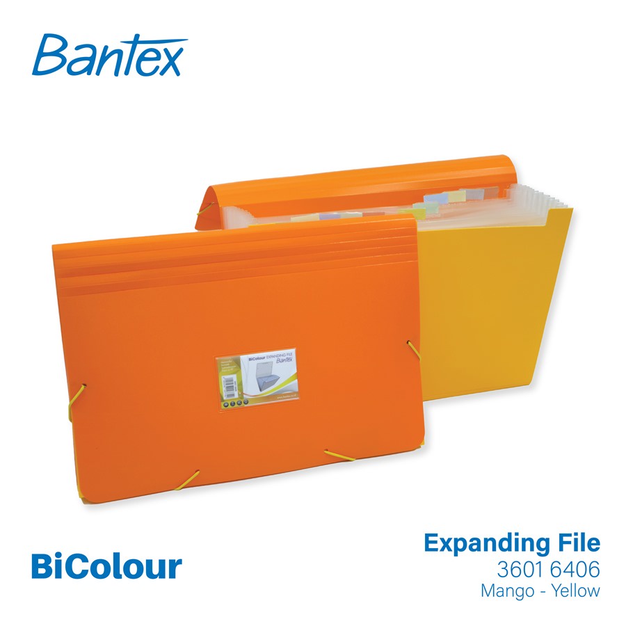 

[Zada] Bantex BICOLOUR Expanding File Folio 12 Pocket Mango Yellow - 3601 6406