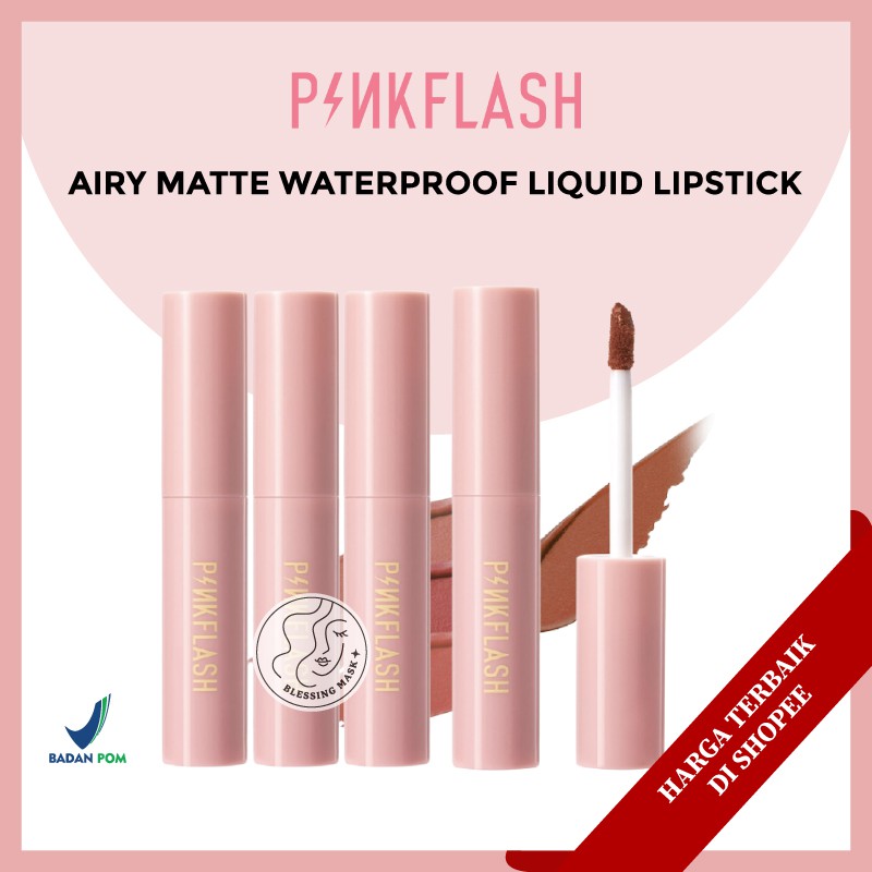 [BPOM] PINKFLASH Matte Liquid Lipstick Lasting Waterproof Lip Tint Shimmer Lip Gloss Velvet Matte
