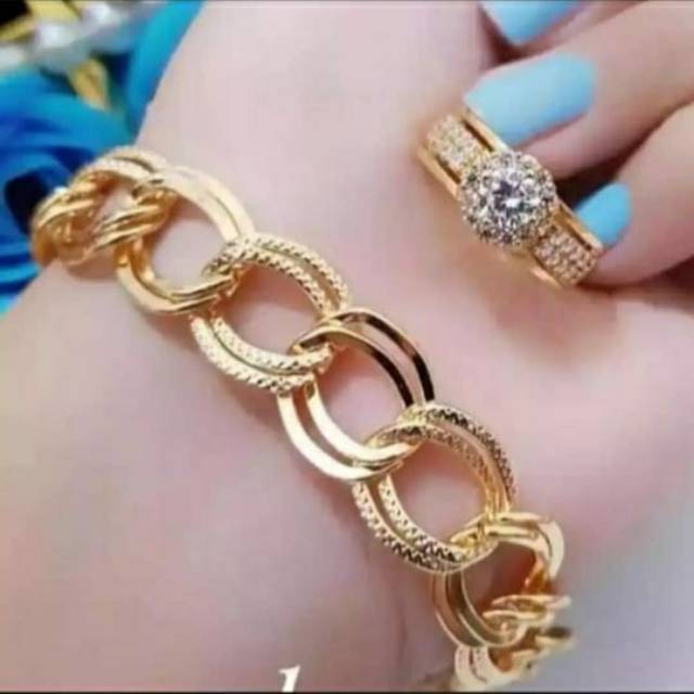 Gelang rantai free cincin mata satu gold