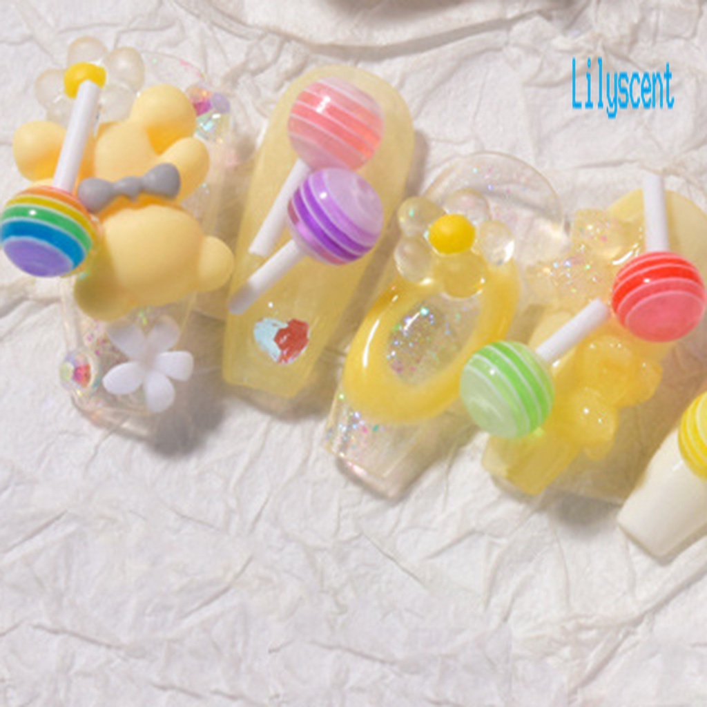 Lily 1 Kotak Manik-Manik Mutiara Imitasi Bentuk Pita / Beruang Untuk Dekorasi Nail Art DIY