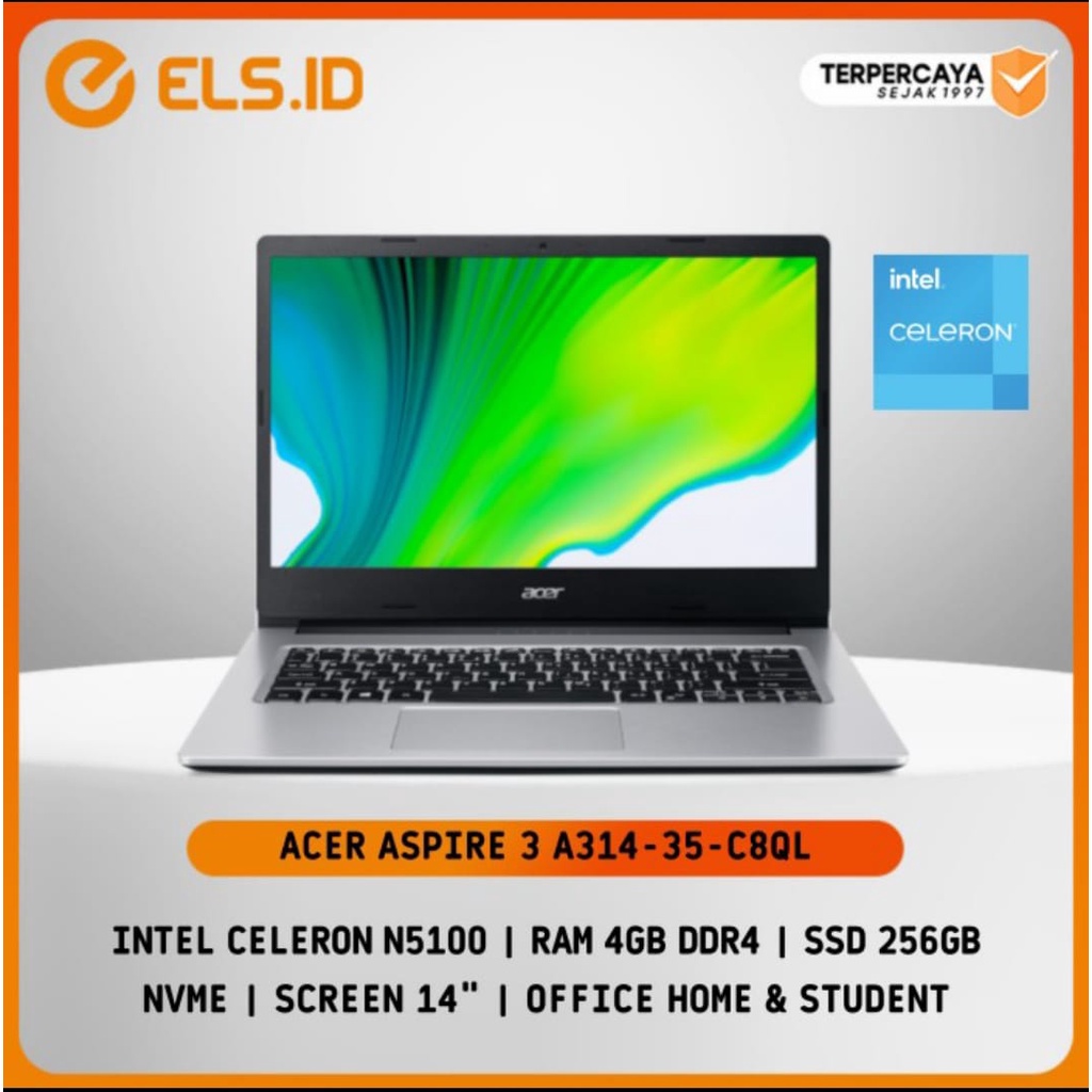 Laptop Acer Aspire 3 A314-35-C8QL - Silver [Celeron N5100-4GB-SSD 256GB]