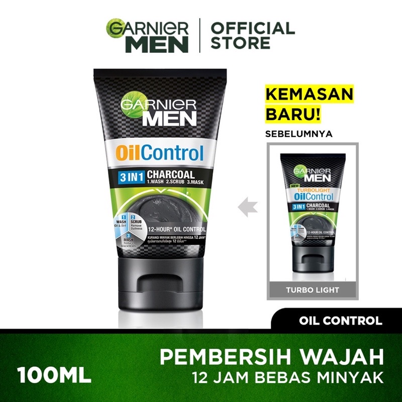 Garnier Men Turbo Light Oil Control 3in1 Charcoal